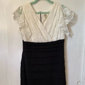 Black/white lace top dress